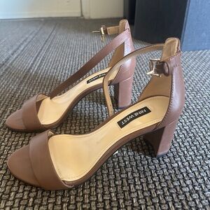 Nine West Brown Block Heel Sandals